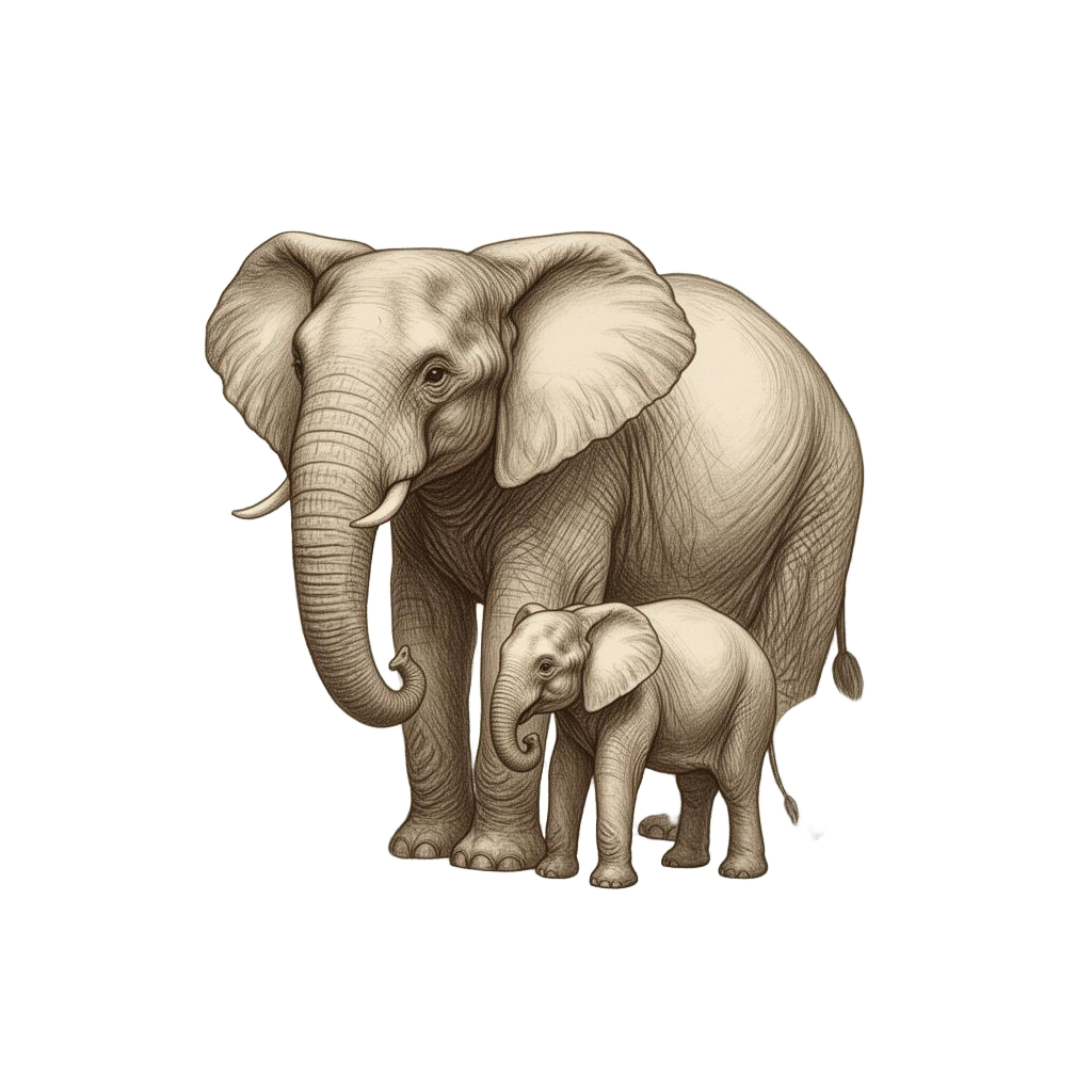 Mother and baby elephant — TWO 4 ORGANICS